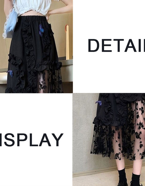 Load image into Gallery viewer, Black Lace Patchwork Skirt