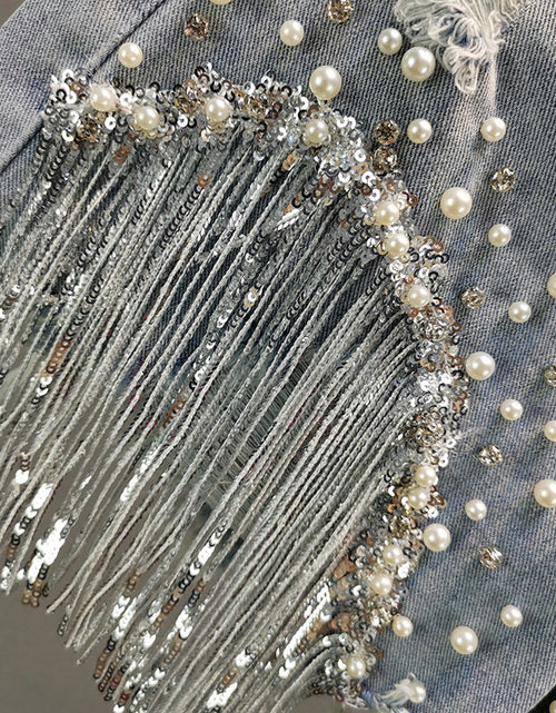 Load image into Gallery viewer, Tassel Beading Denim Short
