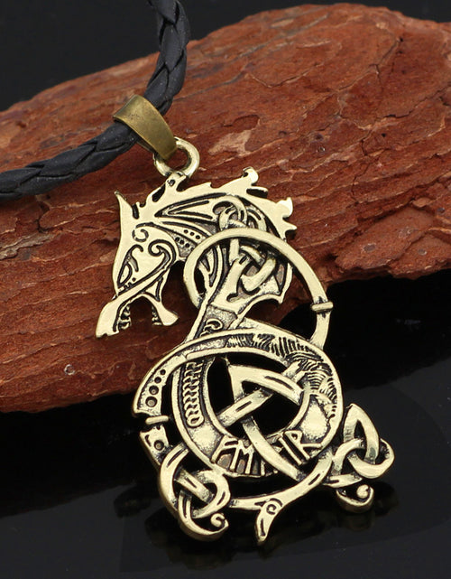Load image into Gallery viewer, Viking Dragon Pendant Necklace