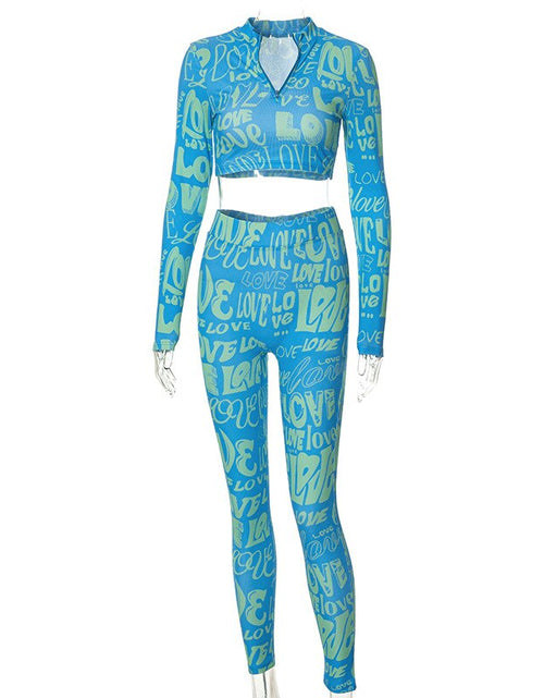 Load image into Gallery viewer, Letter Print Tracksuit Two Piece Set