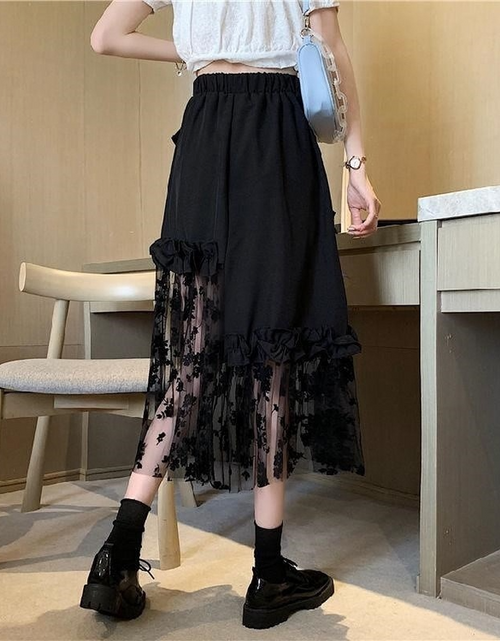 Load image into Gallery viewer, Black Lace Patchwork Skirt